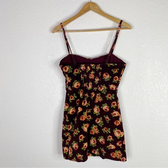 Urban Outfitters Red Rose Corduroy Velour Bustier Mini Dress - Picture 8 of 8
